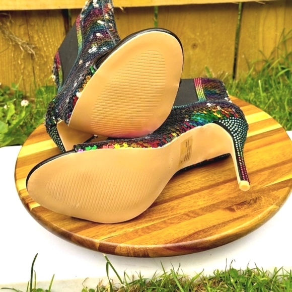 Cape Robbin Beam Open Toe Multicolor Sequin High Heel Booties - Picture 11 of 11